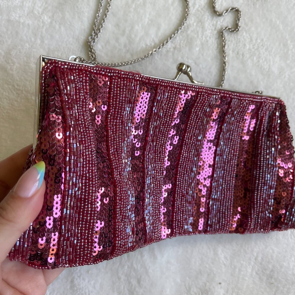 2/$50 🌸 VTG La Regale Pink Sequin Evening Bag - Picture 2 of 5